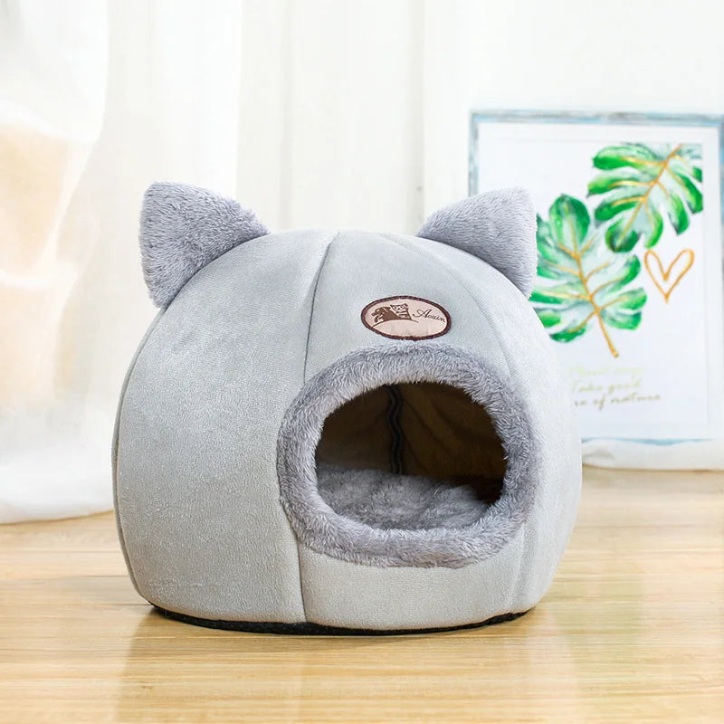 Cozy Deep Sleep Cat Cave Bed – Warm Winter House with Removable Cushion for Cats and Small Dogs