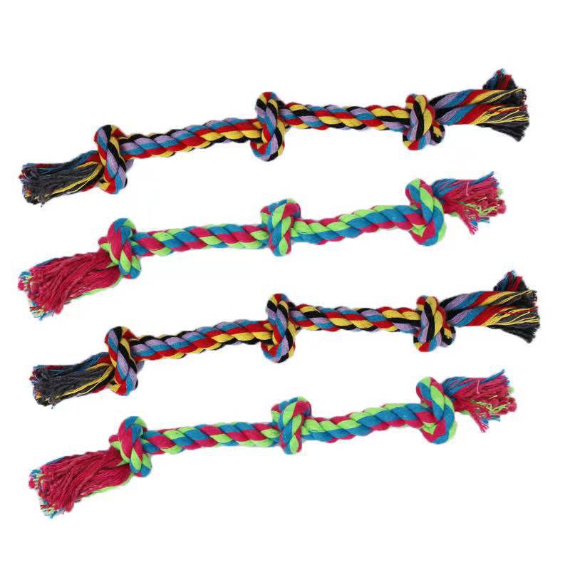 Dog teething resistant cotton rope toys, small, medium and large dog toys, knotted toys, braided chewing ropes for pets