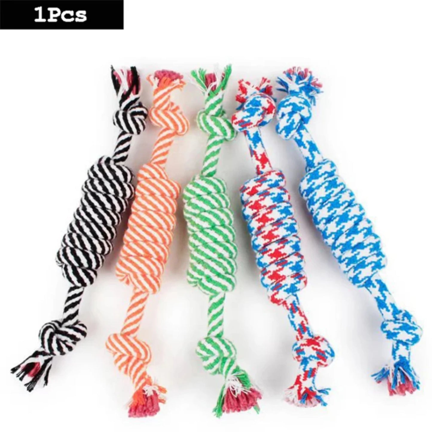 Dog teething resistant cotton rope toys, small, medium and large dog toys, knotted toys, braided chewing ropes for pets