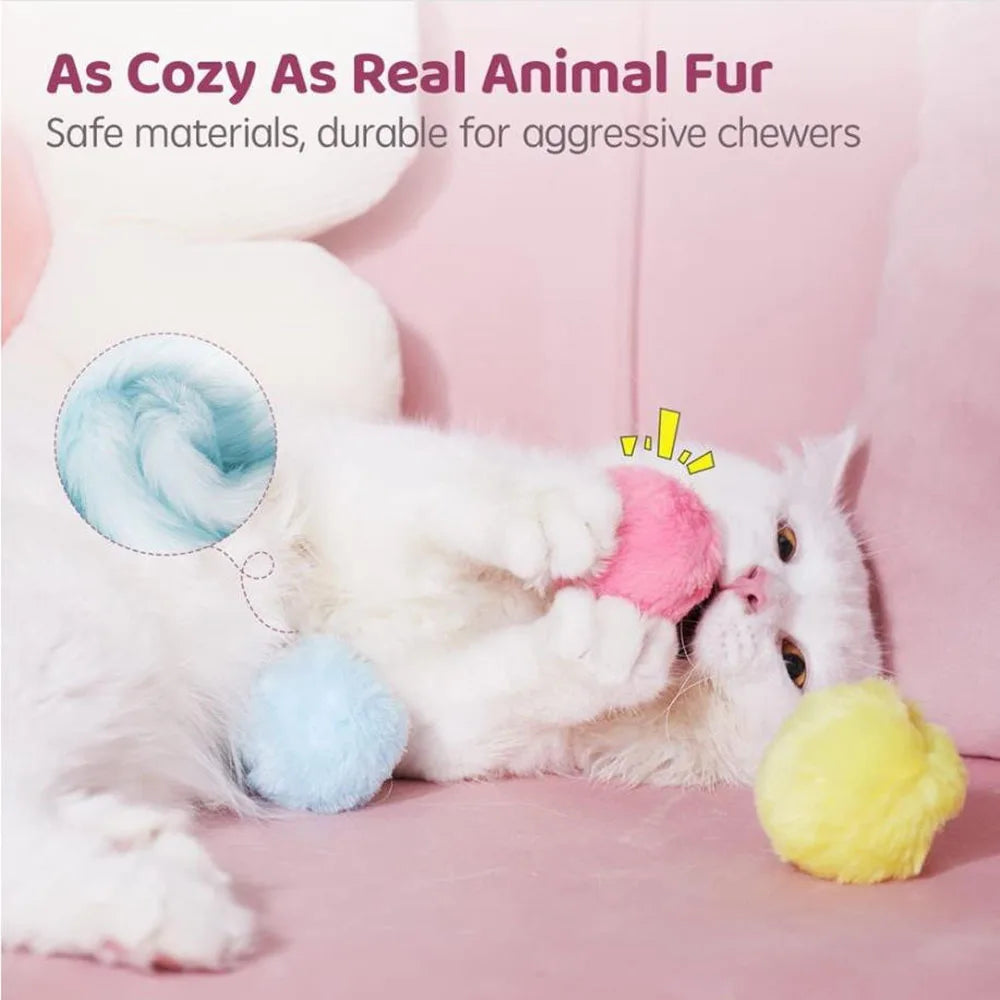 Cat Toys Plush Electric Catnip Training Toy Interactive Ball Smart Kitten Touch Sounding Pet Product Squeak Toy Ball