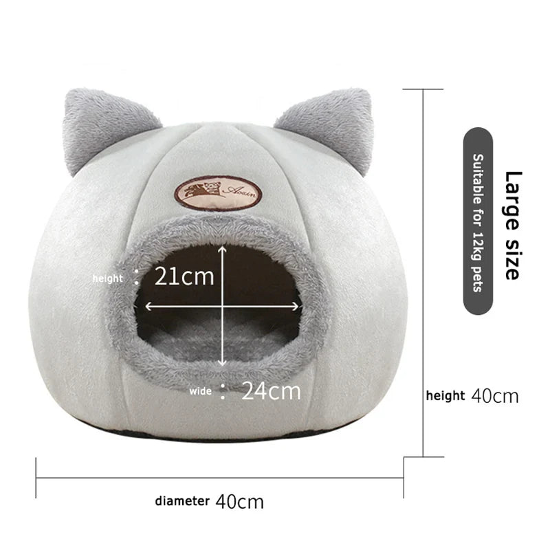 Cozy Deep Sleep Cat Cave Bed – Warm Winter House with Removable Cushion for Cats and Small Dogs